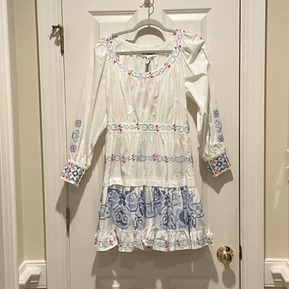 HUNTER BELL White and Blue Dress